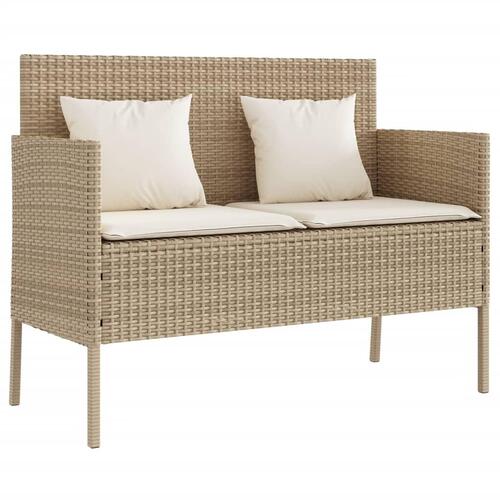 Havebænk med hynder polyrattan beige