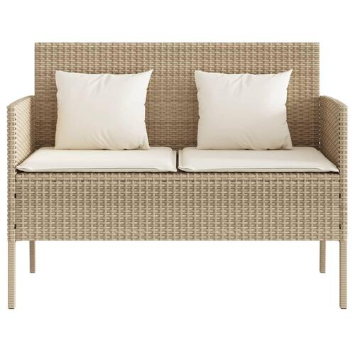 Havebænk med hynder polyrattan beige