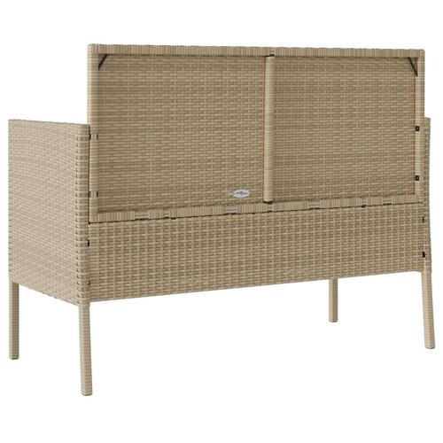 Havebænk med hynder polyrattan beige