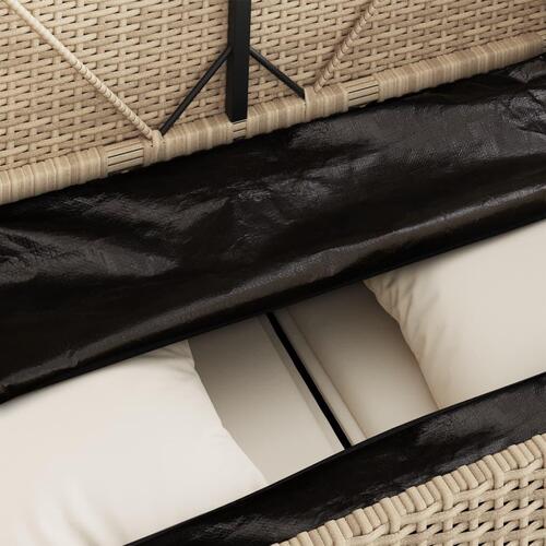 Havebænk med hynder polyrattan beige