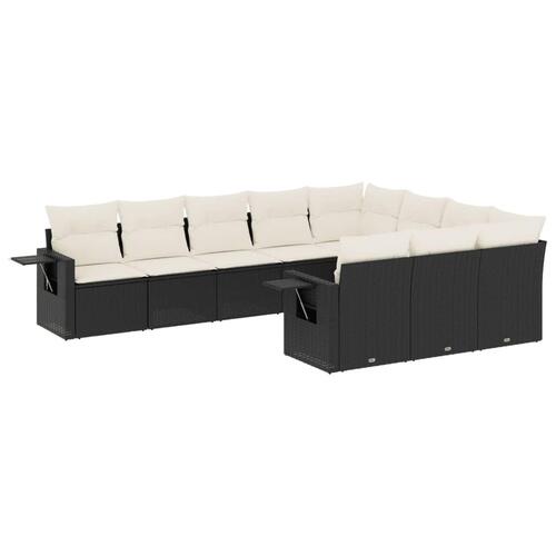 Sofasæt til haven 10 dele med hynder polyrattan sort