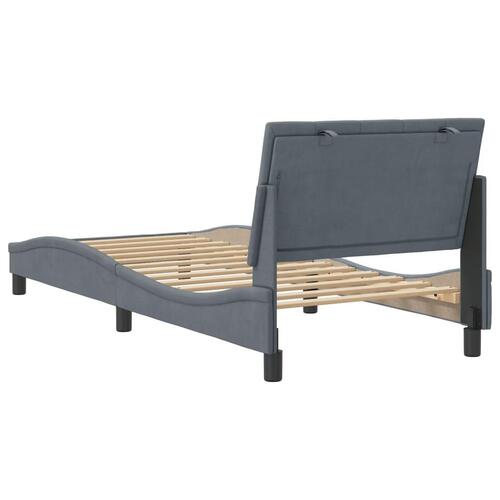 Sengeramme uden madras Mørkegrå 90x200 cm Fløjl