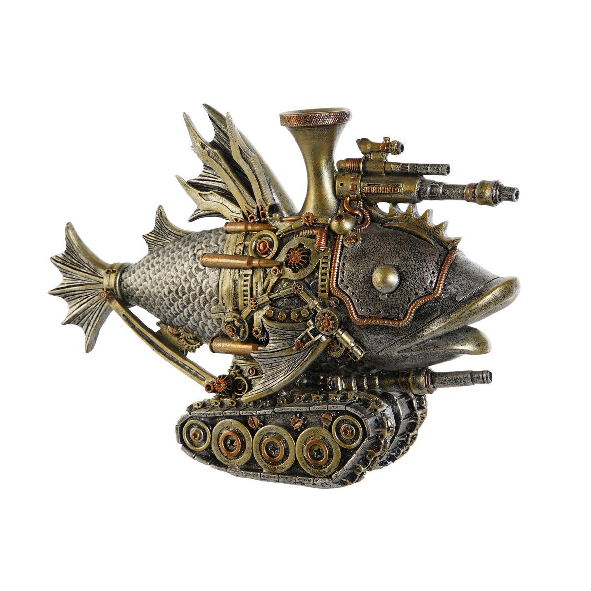 Dekorativ figur - grå/multifarvet fisk 31,5 × 9 × 22 cm