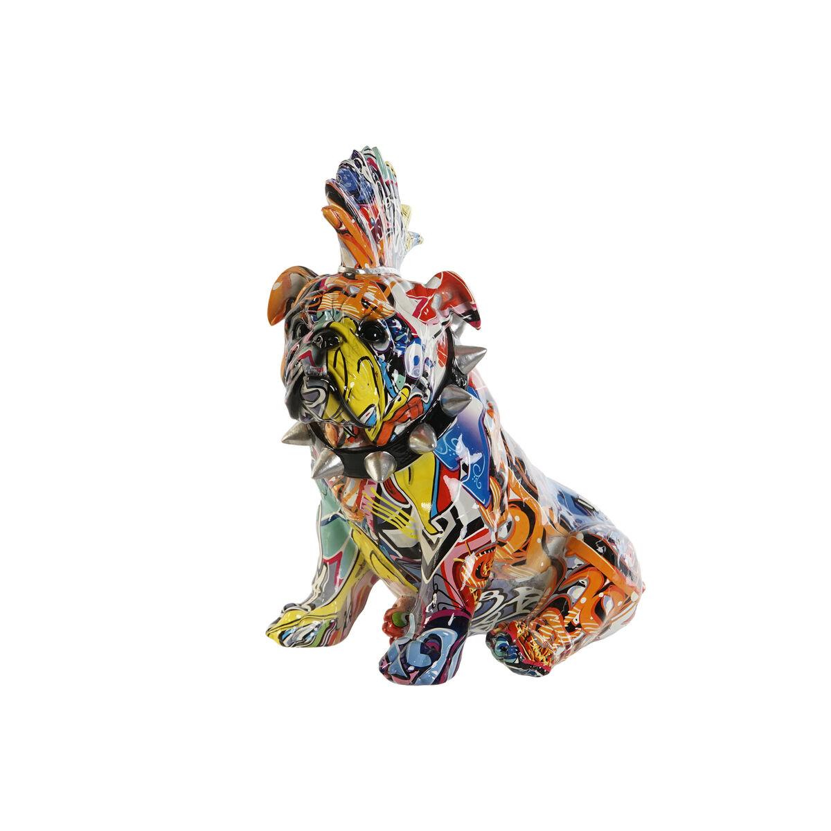 Dekorativ figur - multifarvet hund, 17 × 25 × 27 cm