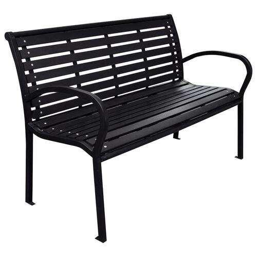 Havebænk 116 cm stål og WPC sort