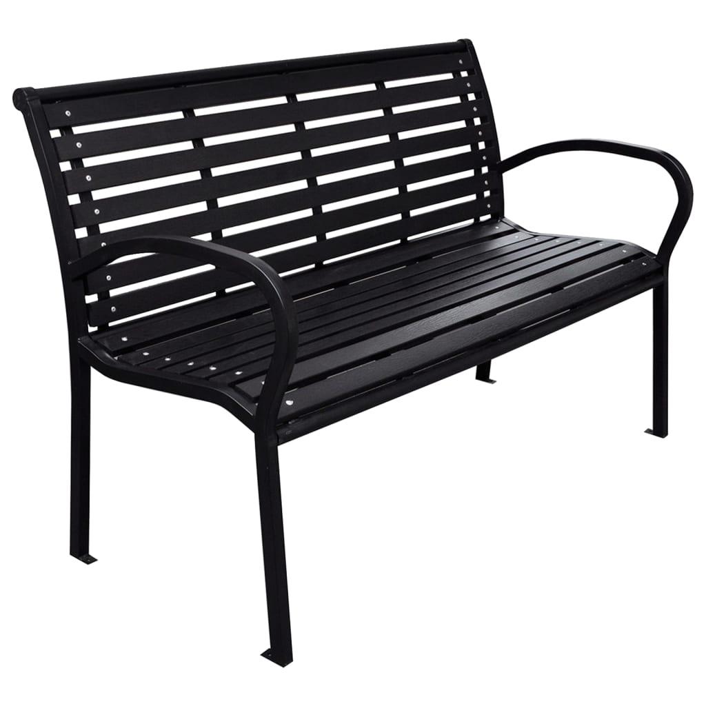 Havebænk 116 cm stål og WPC sort