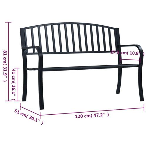 Havebænk 120 cm stål sort