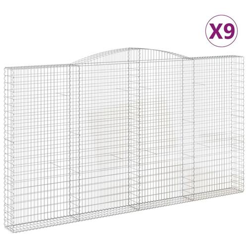 Buede gabionkurve 9 stk. 400x30x220/240 cm galvaniseret jern