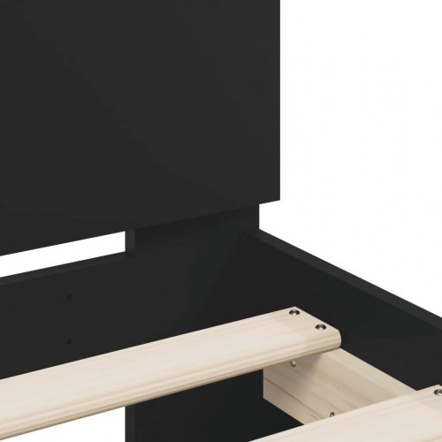 Sengeramme med sengegavl og LED-lys 120×190 cm - sort