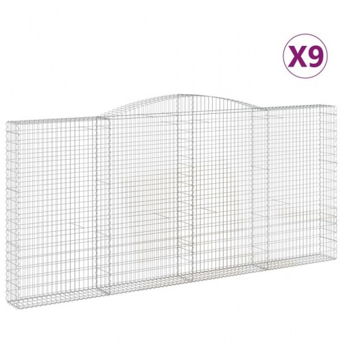 Buede gabionkurve - 9 stk. 400×30×180/200 cm i galvaniseret jern