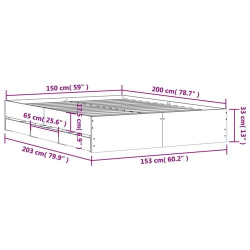 Sengeramme med skuffer 150x200 cm konstrueret træ røget eg