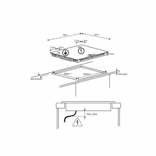 Induktionsplade Continental Edison 1 flex zone CETI4ZFLEXB1 2000 W