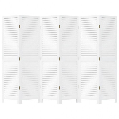 Rumdeler 6 paneler massivt kejsertræ hvid