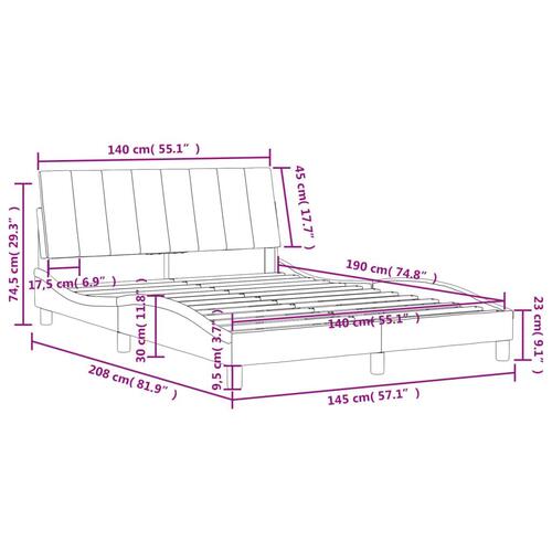 Sengeramme uden madras Sort 140x190 cm Fløjl