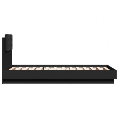 Sengeramme med sengegavl og LED-lys 75x190 cm - sort