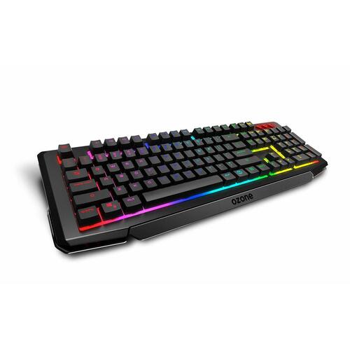 Gaming-tastatur og -mus OZONE Spansk qwerty Sort Multifarvet