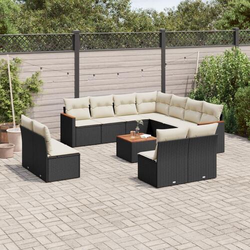 Sofasæt til haven 12 dele med hynder polyrattan sort