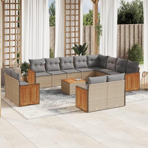 Sofasæt til haven 13 dele med hynder polyrattan beige