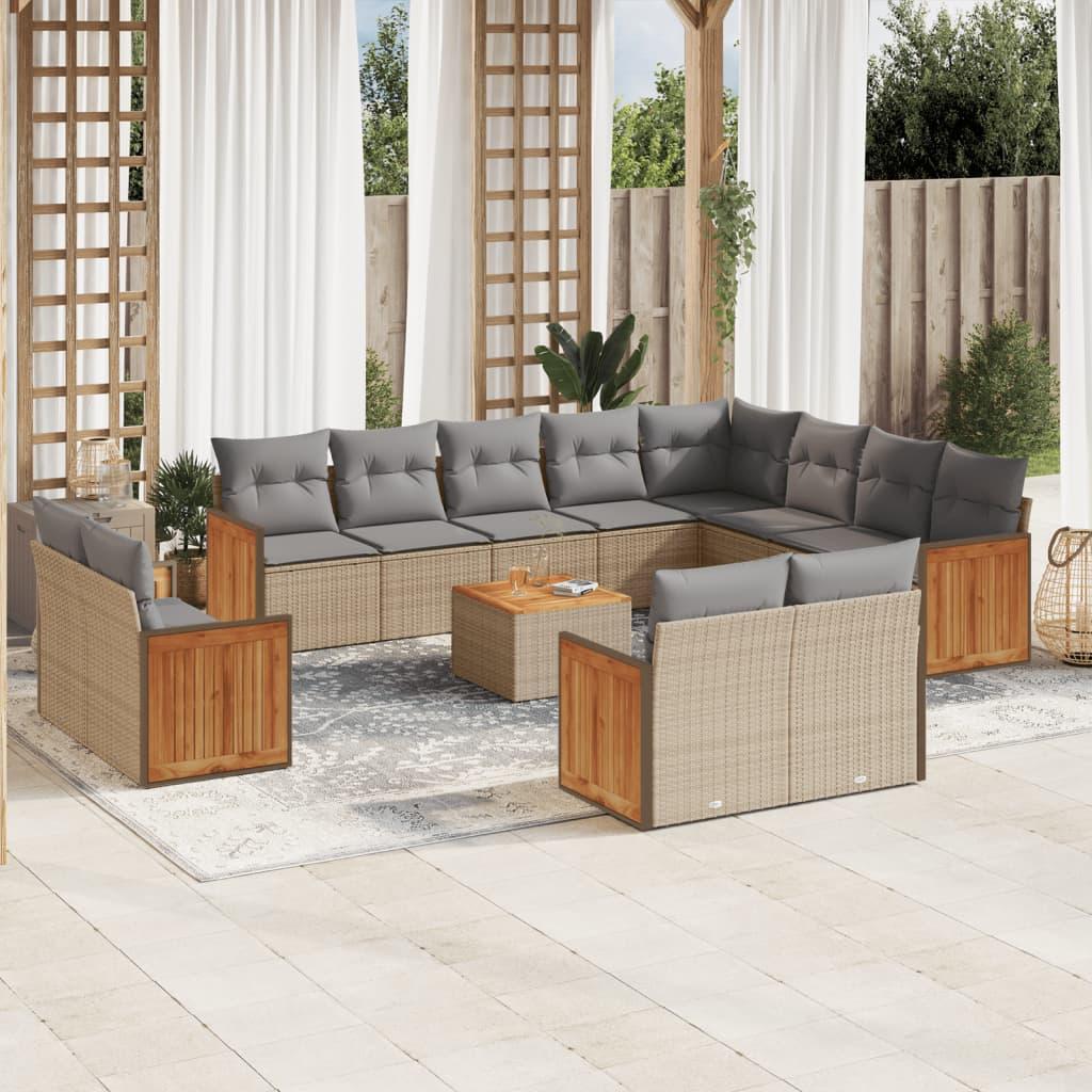 Sofasæt til haven 13 dele med hynder polyrattan beige