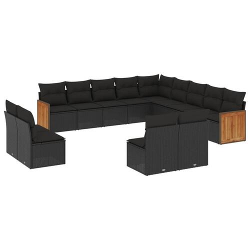 Sofasæt til haven 13 dele med hynder polyrattan sort