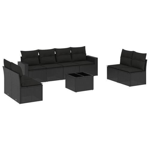 Sofasæt til haven 9 dele med hynder polyrattan sort
