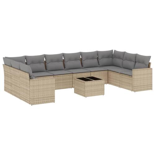 Sofasæt til haven 11 dele med hynder polyrattan beige