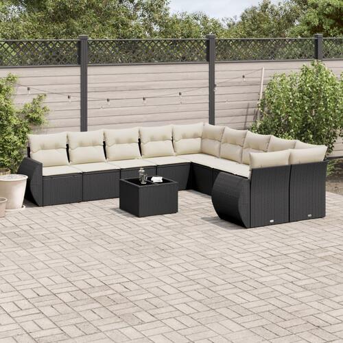Sofasæt til haven 11 dele med hynder polyrattan sort