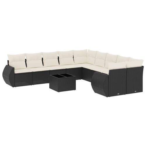 Sofasæt til haven 11 dele med hynder polyrattan sort