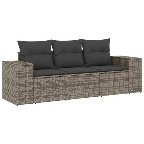 Havesofasæt 3 dele med hynder polyrattan grå