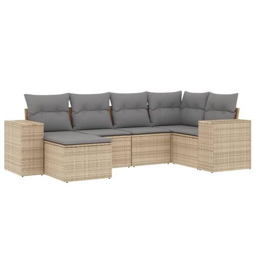 Sofasæt til haven 6 dele med hynder polyrattan beige