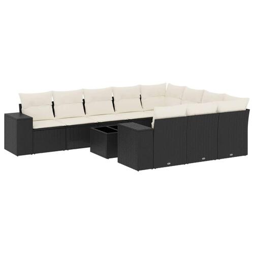 Sofasæt til haven 11 dele med hynder polyrattan sort