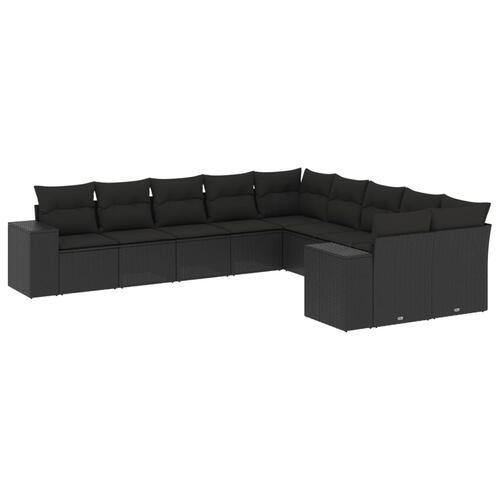 Sofasæt til haven 10 dele med hynder polyrattan sort