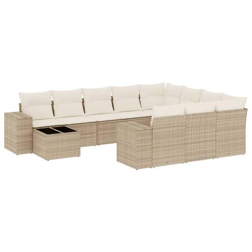 Sofasæt til haven 11 dele med hynder polyrattan beige