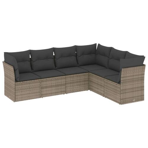 Sofasæt til haven 6 dele med hynder polyrattan grå