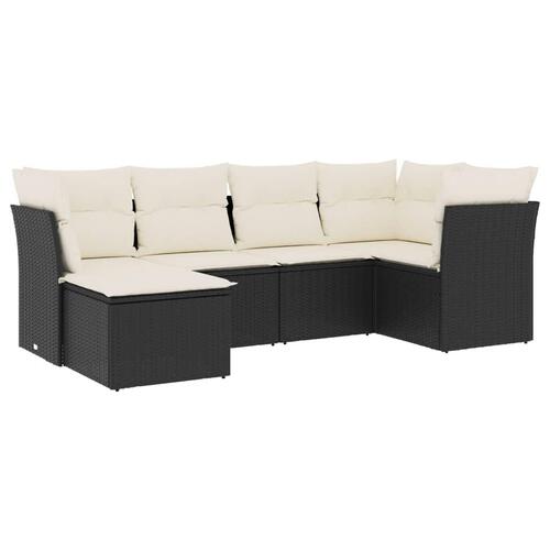 Sofasæt til haven 6 dele med hynder polyrattan sort