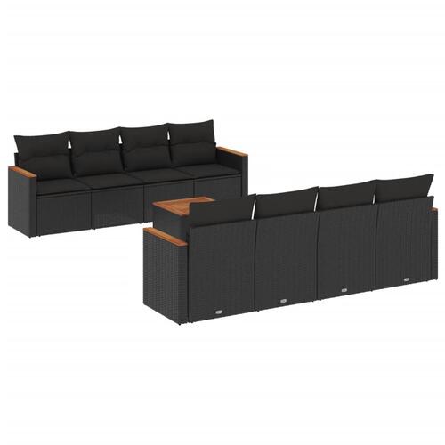 Sofasæt til haven 9 dele med hynder polyrattan sort
