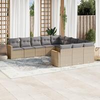 Sofasæt til haven 11 dele med hynder polyrattan beige