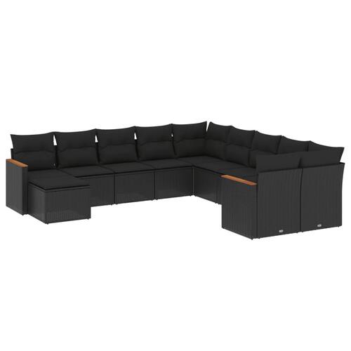 Sofasæt til haven 11 dele med hynder polyrattan sort