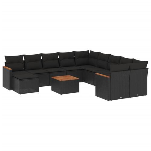 Sofasæt til haven 12 dele med hynder polyrattan sort