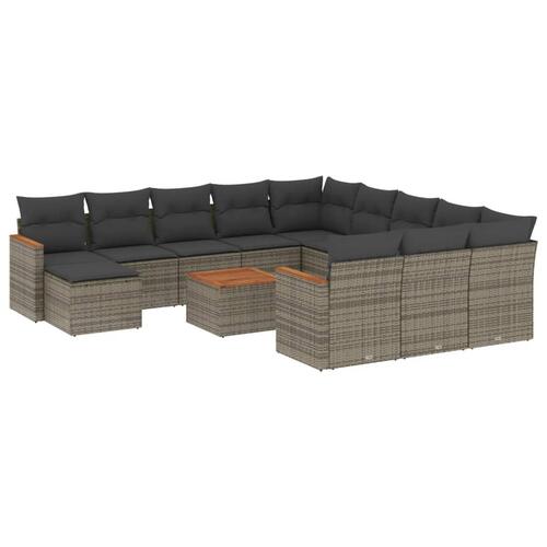Sofasæt til haven 13 dele med hynder polyrattan grå