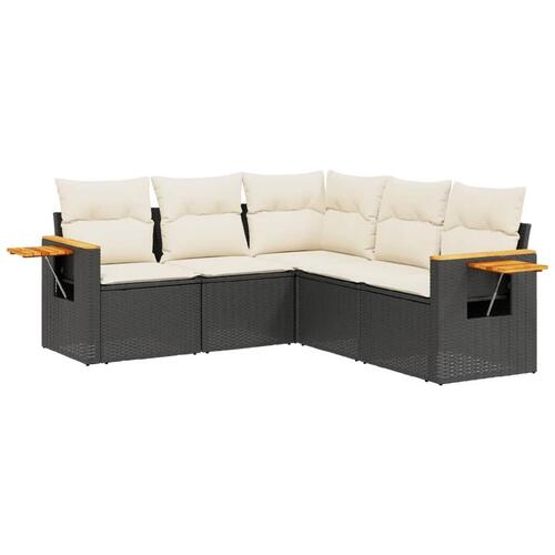 Sofasæt til haven 5 dele med hynder polyrattan sort
