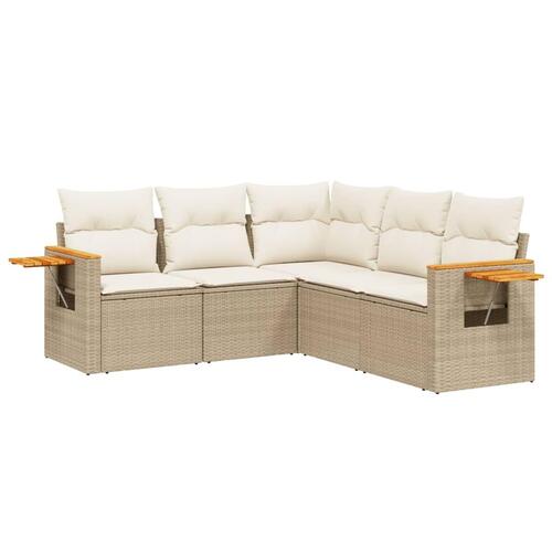 Sofasæt til haven 5 dele med hynder polyrattan beige