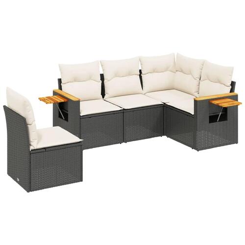 Sofasæt til haven 5 dele med hynder polyrattan sort