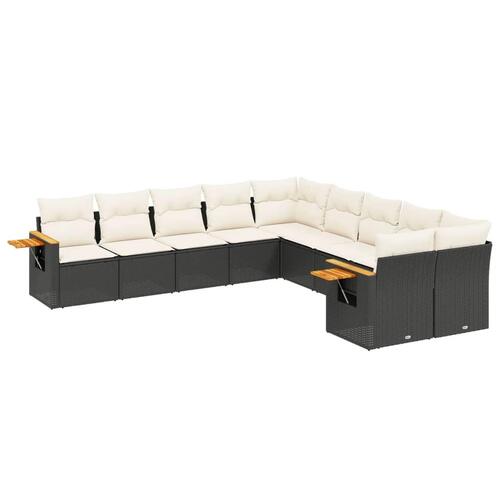 Sofasæt til haven 10 dele med hynder polyrattan sort