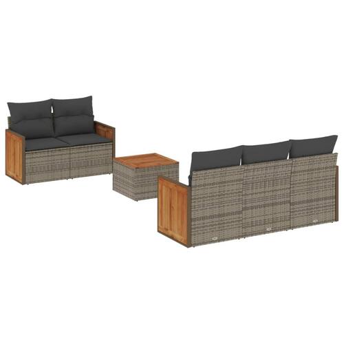 Sofasæt til haven 6 dele med hynder polyrattan grå