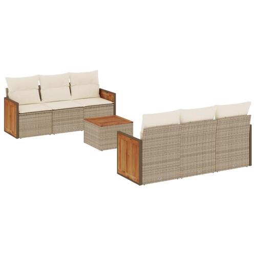 Sofasæt til haven 7 dele med hynder polyrattan beige