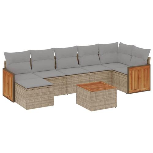 Sofasæt til haven 8 dele med hynder polyrattan beige