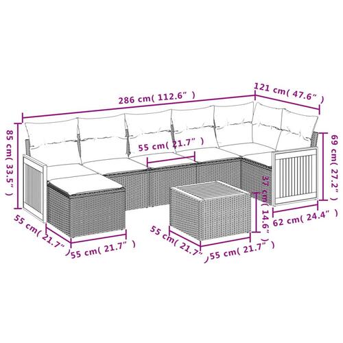 Sofasæt til haven 8 dele med hynder polyrattan beige
