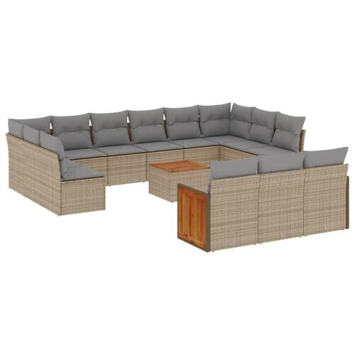 Sofasæt til haven 14 dele med hynder polyrattan beige