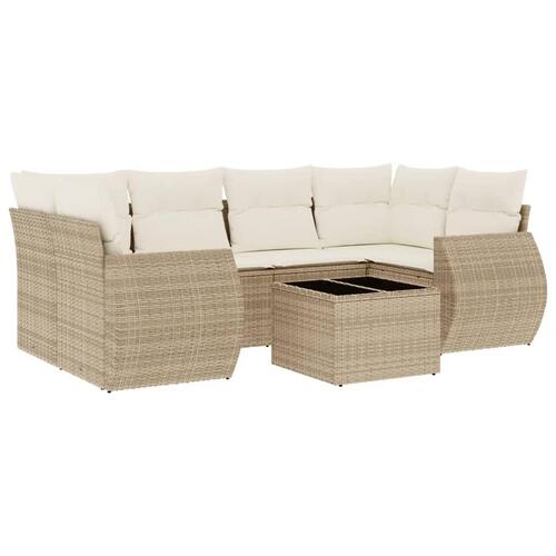 Sofasæt til haven 7 dele med hynder polyrattan beige